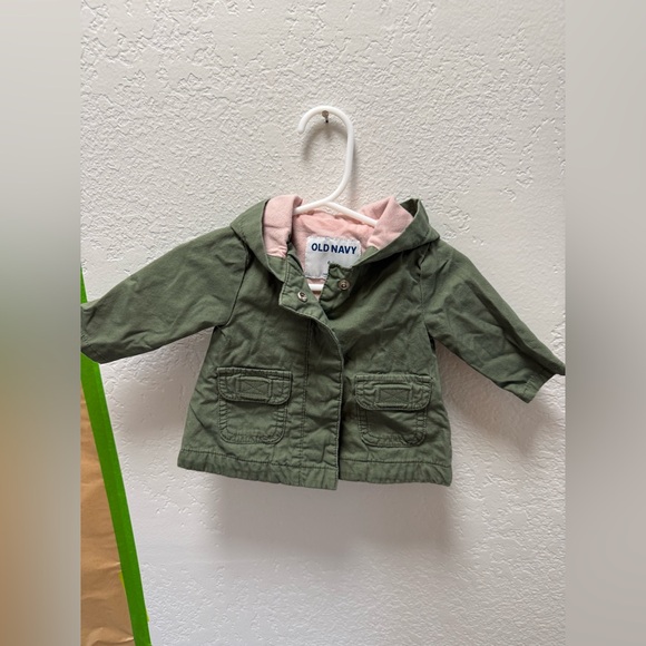 Old Navy Other - Old Navy Olive Jacket with Soft Pink Interior